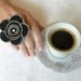 Black flower ring zipper design. Ring is adjustable, flower size - 2,6 in/ 6,5 cm, eco friendly,recycled jewelry