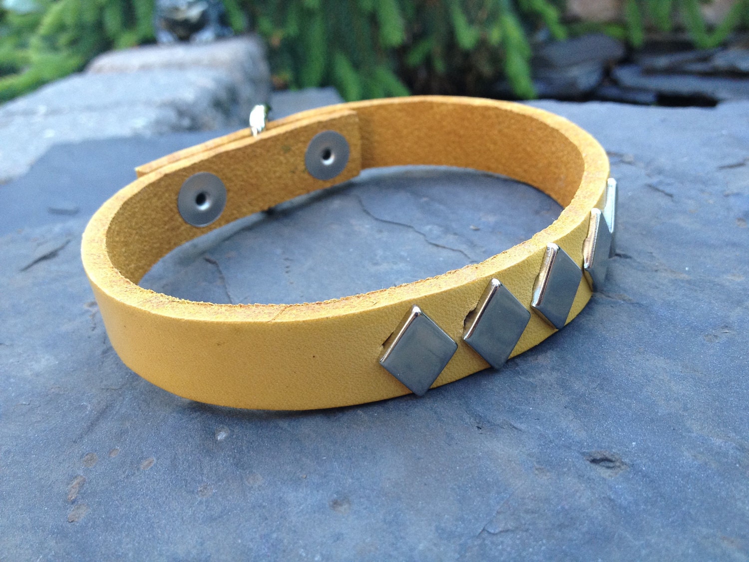 SALE 12" - 14" Studded Leather Snap Dog Collar - OOAK