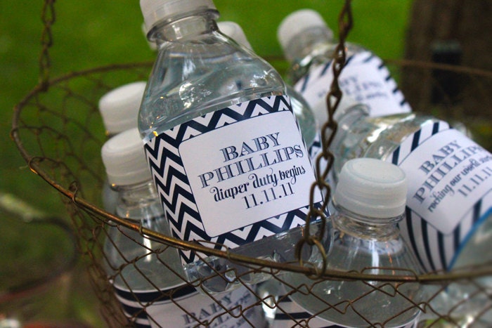 Personalized Water Bottle Labels - Baby Shower - From Backyard Baby-Q Bash Collection - PRINTABLE