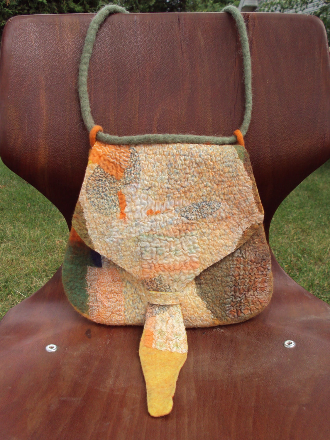 S A L E 15% - Nuno felt purse - Yellow automnal