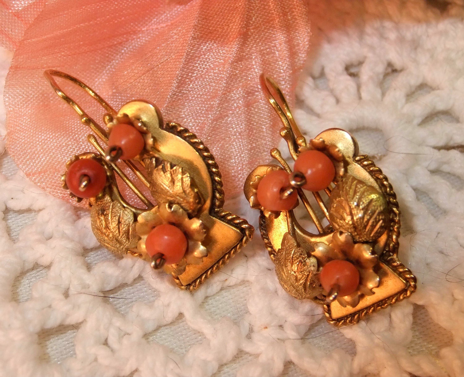 Victorian 9K Etruscan Revival Earrings