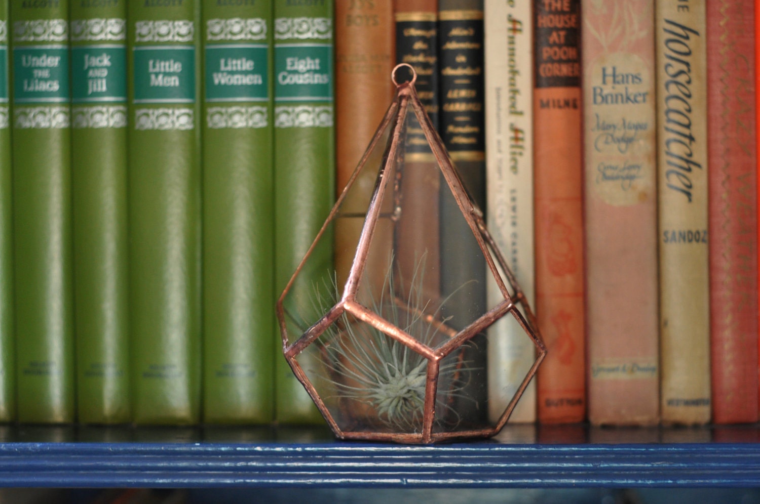 Hanging Teardrop Glass Terrarium -- for air plant terrarium or small succulent -- stained glass -- terrarium supplies -- eco friendly