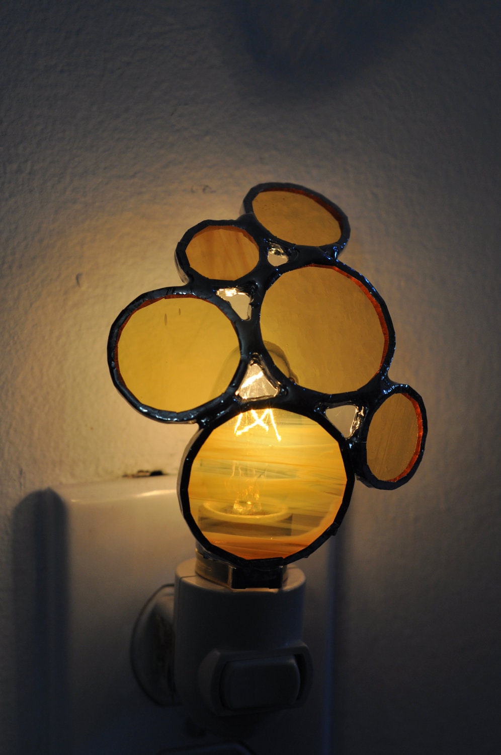 Bubble Stained Glass Nightlight, Yellow Circles