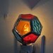 Geometric Stained Glass Nightlight, Red Amber Blue Dodecahedron