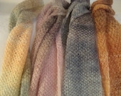 Sale 30% Off.Scarf.Multicolor.Green/Rust.Brown.Knit. Mom.Mohair.Sparkle.Fringe.Graduated Colors. Wide. Long.Ready  to  ship.