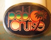 Vintage Pablo Cruise Belt Buckle by Pacifica 1977 Sweet Vintage Buckle with Tropical Palm Tree and Sunset theme