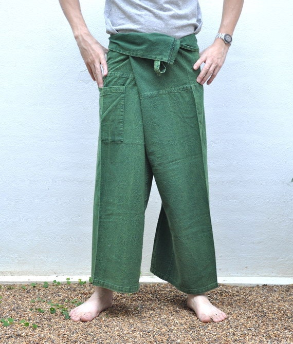 Thai fisherman pants... Green.. Soft Cotton