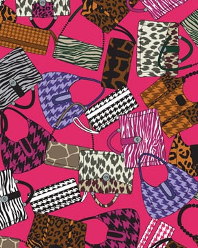 It Bags - Hot Pink - It Girls Collection -  Benartex Fabric - Novelty Fabric