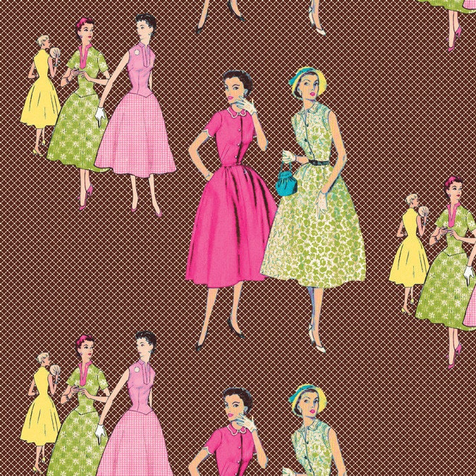 Homespun Chic- Sewing Patterns - Linen/Red- by Melody Ross for Blend Fabrics - Novelty Fabric