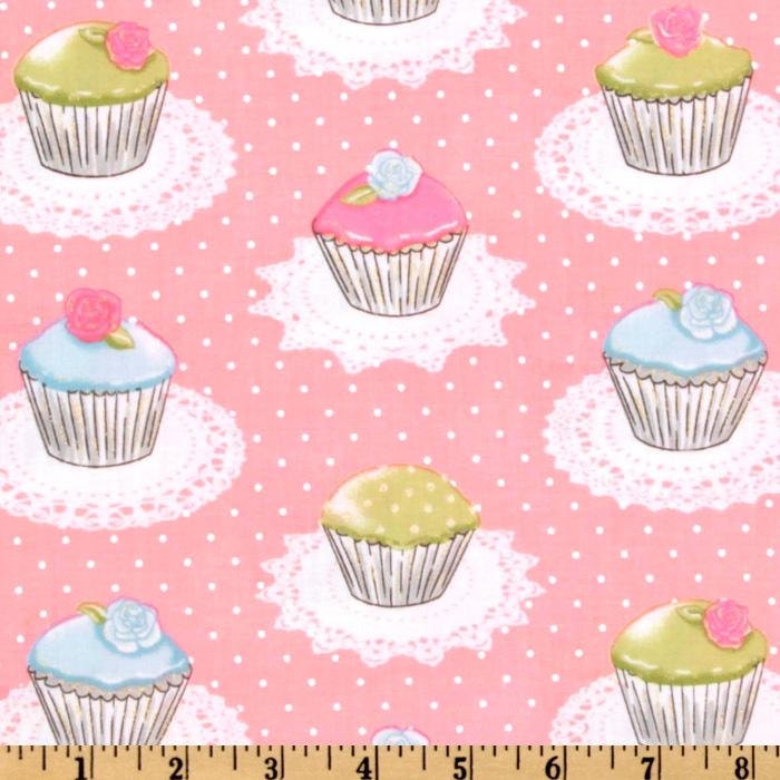 Michael Miller Fabric- Quaint Cupcakes - Pink- Sweets Novelty Fabric