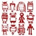 Robots wall decal - removable multiple robots decal SMALL size - steampunk