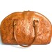 Vintage 70s Mexican Brown Tooled Leather Handbag