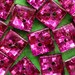 VINTAGE: 15 Magenta Rhinestone Buttons - Square Shape - Acrylic