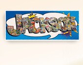 Personalized superhero comic book collage name - Digital  file