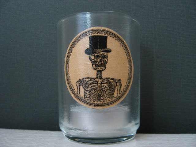 Gift Under 10 - Candle Votives - Funeral Formal - Skeleton - Raven