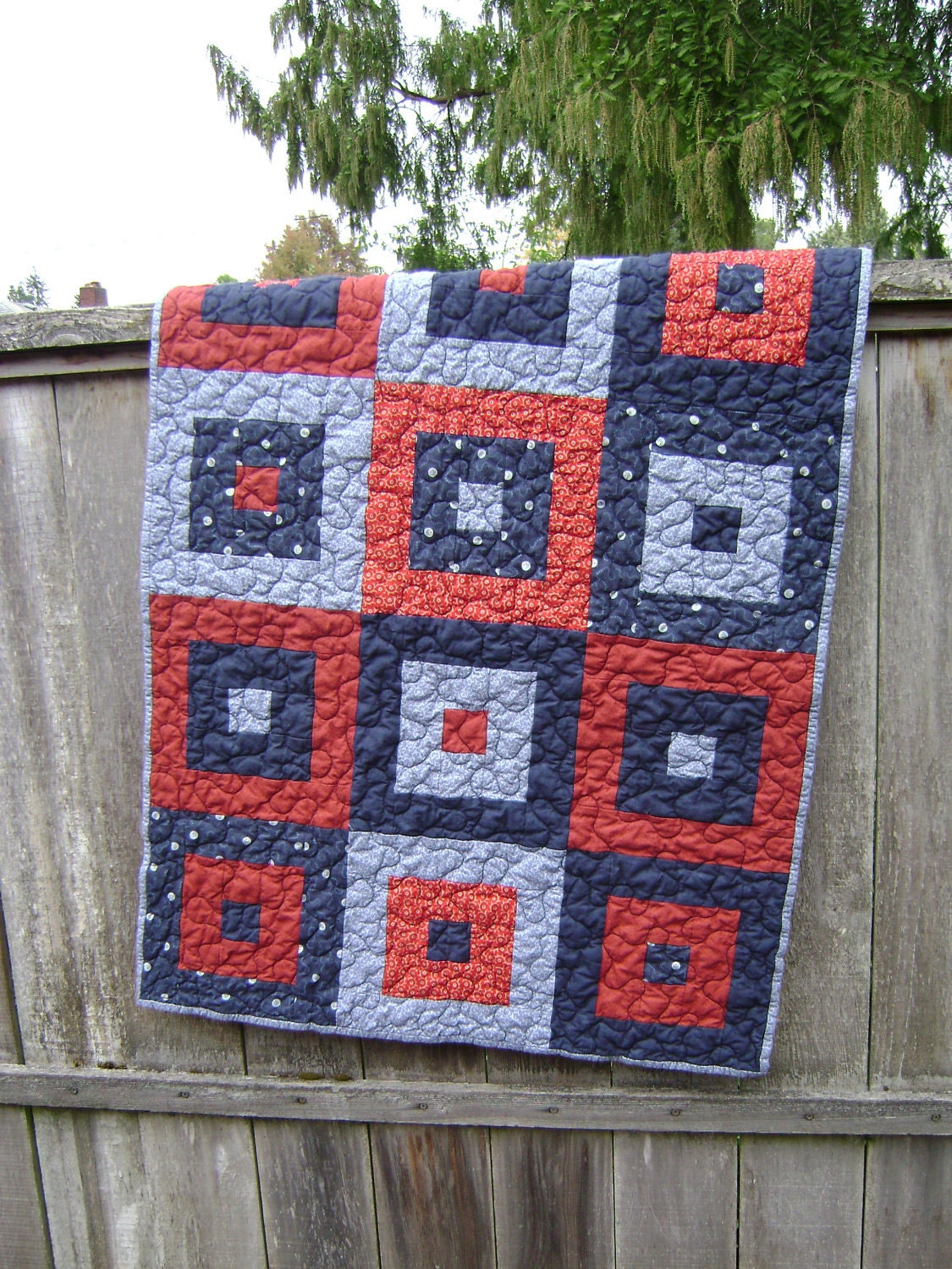 Baby Boy Quilt in red, white and blue - Handmade Blanket for that patriotic, americana, athletic or aviation decor nursery