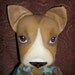 Bull Terrier Girl Doll 18" Whimsical, Primitive, Folk Art Dog
