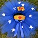 Girl's Super Hero Tutu Costume. Blue tutu with Stars. Red, white, blue and gold tutu costume. Patriotic tutu costume. Sewn Tutu