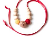 Nursing/Teething Necklace-Red Yellow Beige