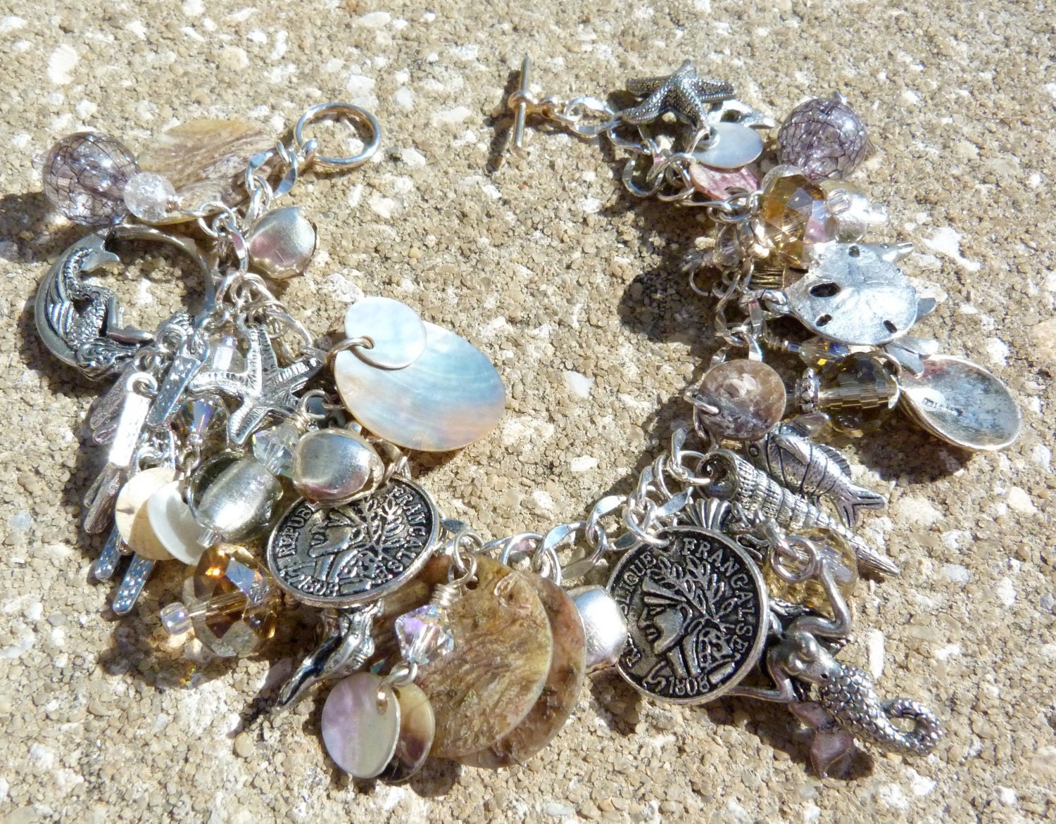 MERMAIDS BEACH Sea Themed Mermaid OOAK Charm Bracelet