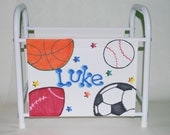 Children's Personalized & Handpainted Magazine Book Rack - Sports