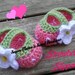 Baby Strawberry Booties. Crochet MADE TO ORDER Handmade. Custom. Baby Sizes: Preemie, 0-6 months, 6-12 months