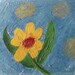 Flower in the Water Original Mixed Media Art. Blue Floral home decor