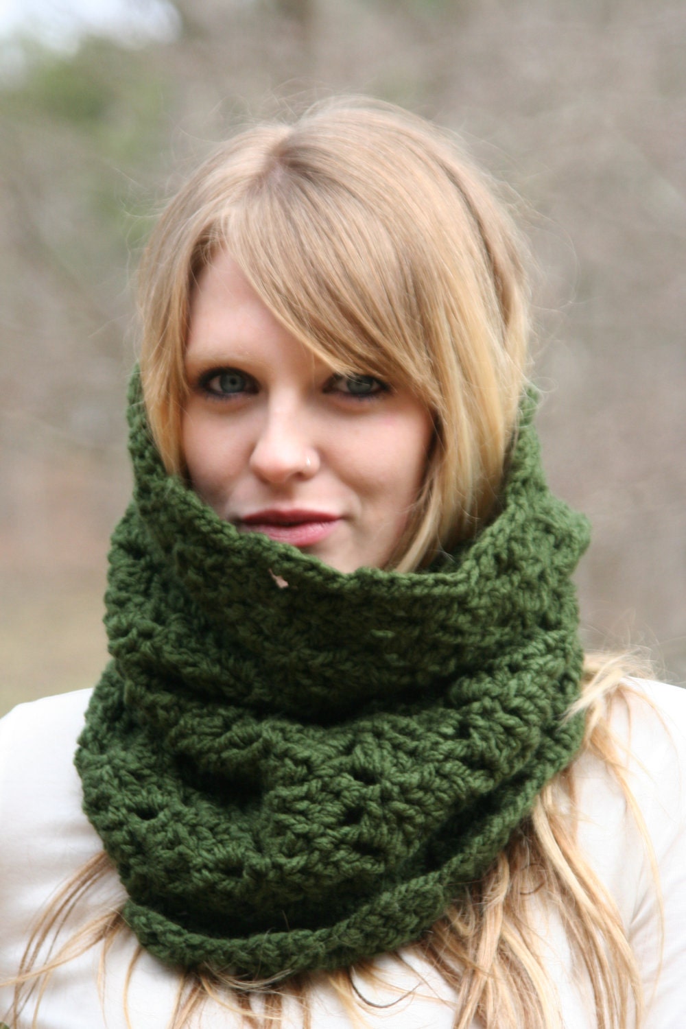 Chunky Cowl Scarf / The Rochester / Neck Warmer Scarf Forest Green