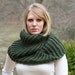 Oversized Moss Green Knitted Chunky Infinity Scarf - Ready To Ship