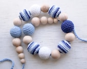 Nursing necklace / Teething necklace / Crochet teething necklace / Crochet nursing necklace - Blue, Light blue, White - Nautical necklace