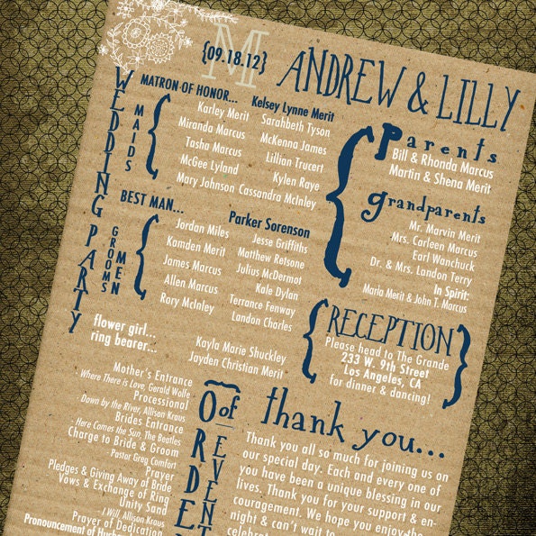 Rustic Vintage Wedding Program