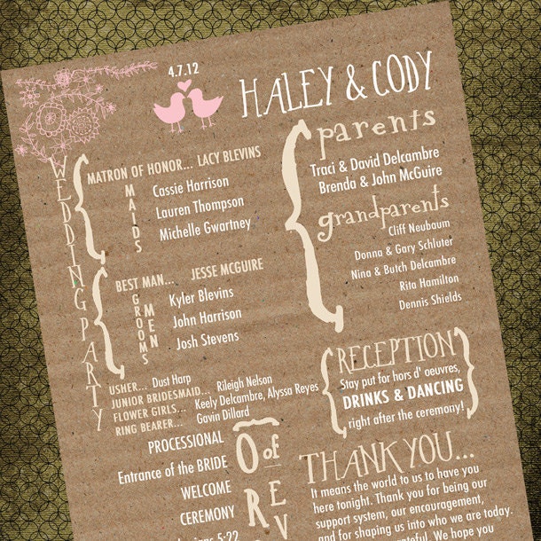 Rustic Vintage Wedding Program