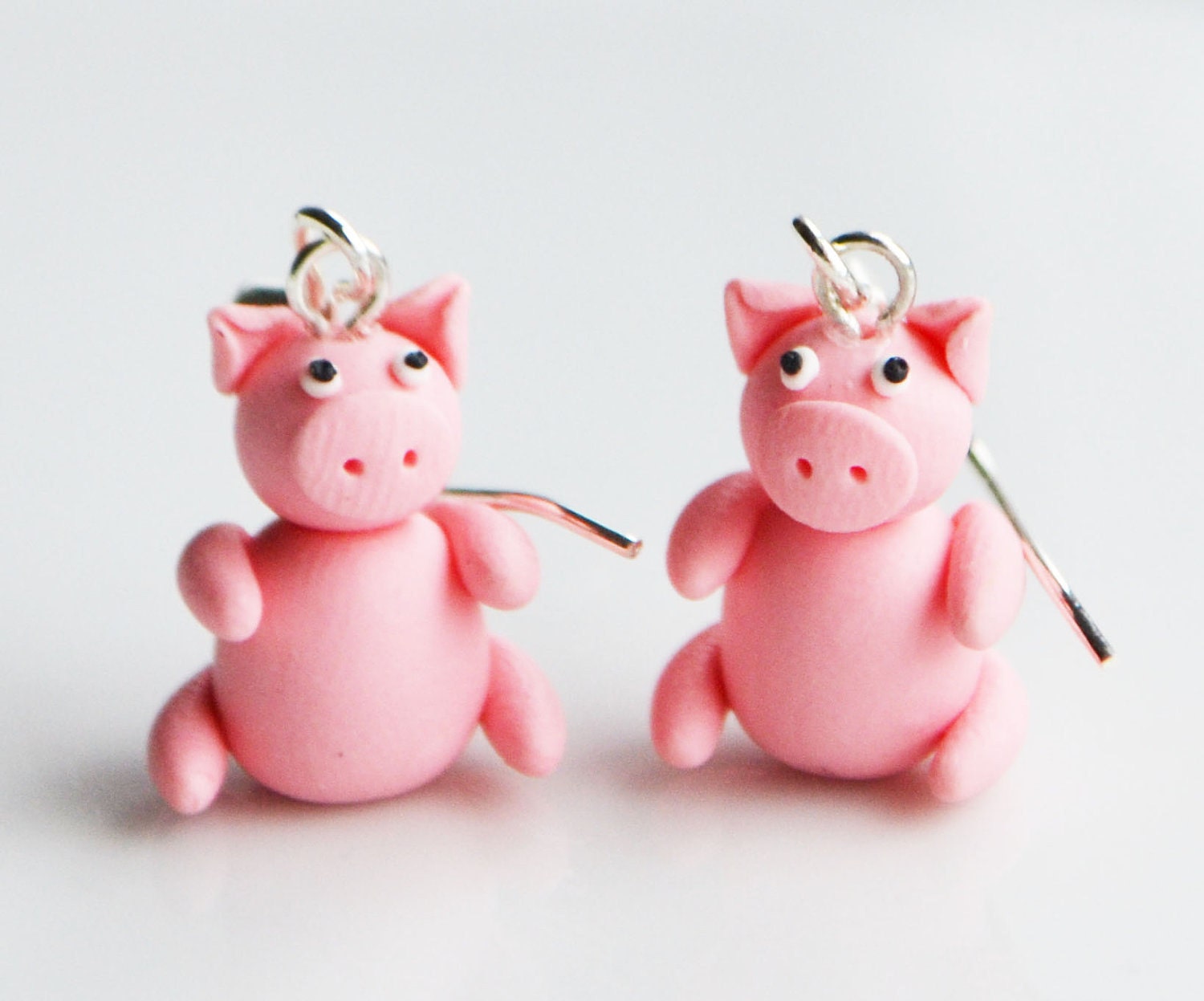  Earrings on Miniature Pig Earrings Fimo Polymer Clay By Sweetnneatjewellery