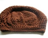 Slouchy Beanie - Crocheted Super Slouchy Hat - sienna brown