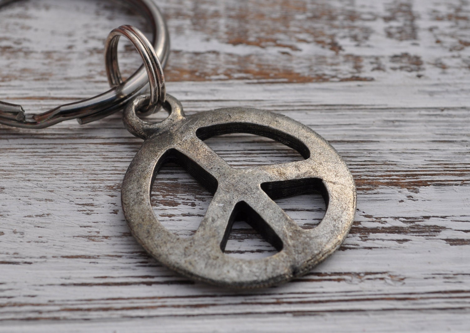 one for dudes peace sign keychain