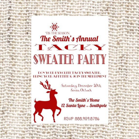 Custom Christmas Invitation/ Ugly Sweater Invite/ Christmas Party Il_570xn