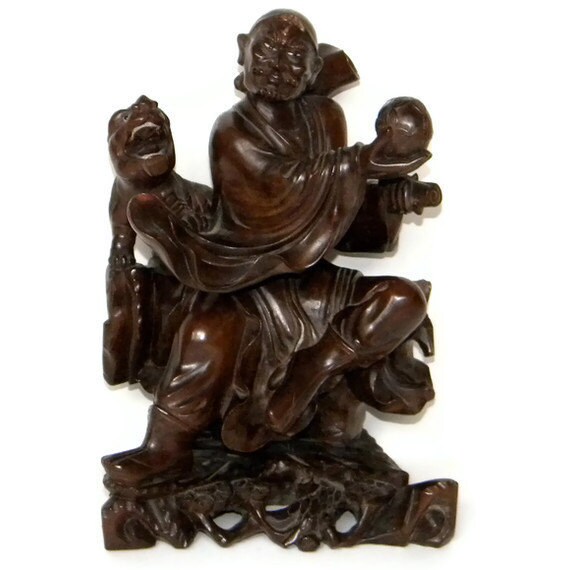 Antique chinese wood wooden carving carved by TouchingThePast