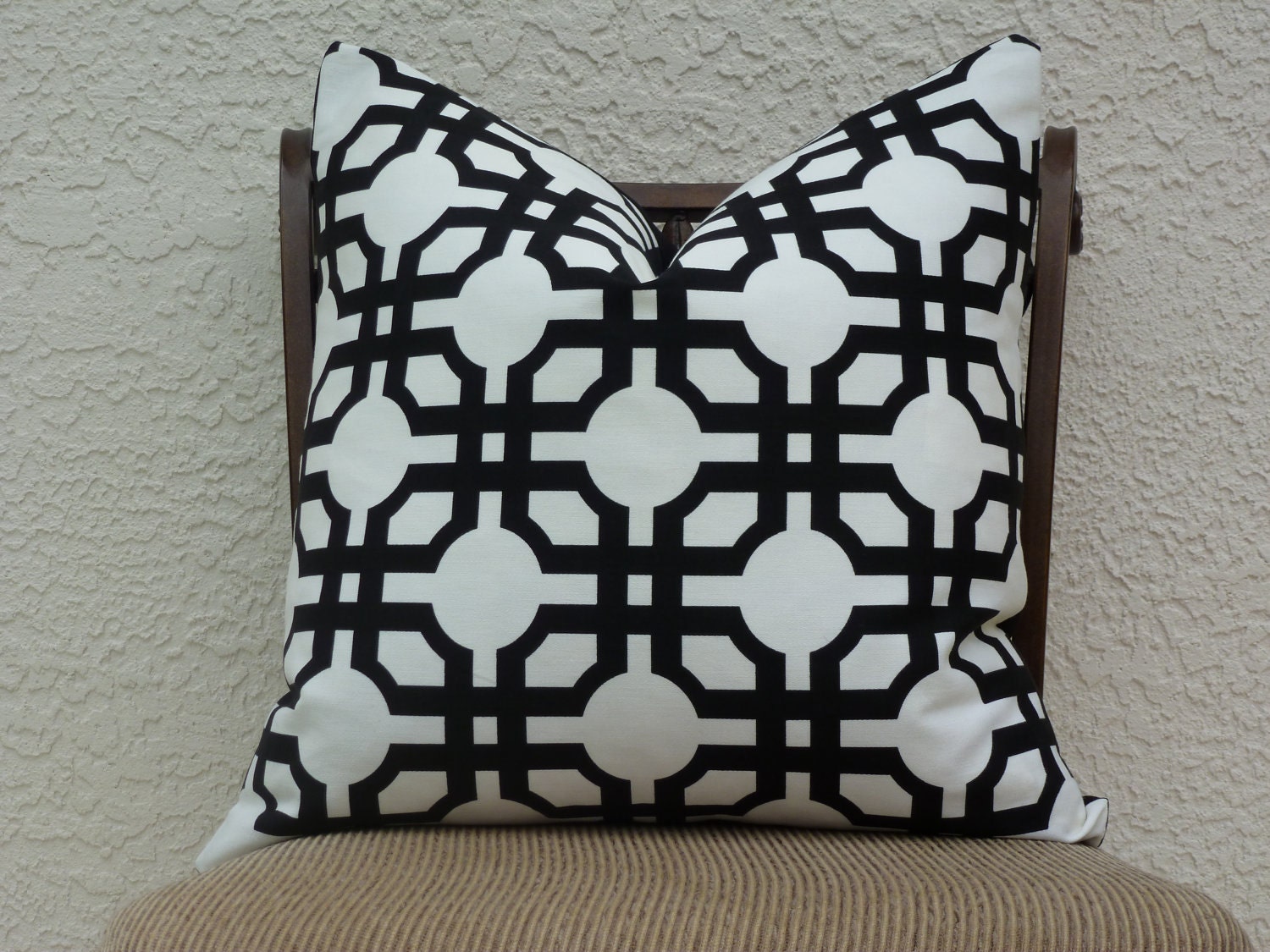 Decorative Pillow Cover - 20" X 20" Accent Pillow - Black and White - Throw Pillow