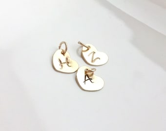 Add Extra Initial Heart Charm To Any  Necklace, 14kt Gold Fill or Sterling Silver