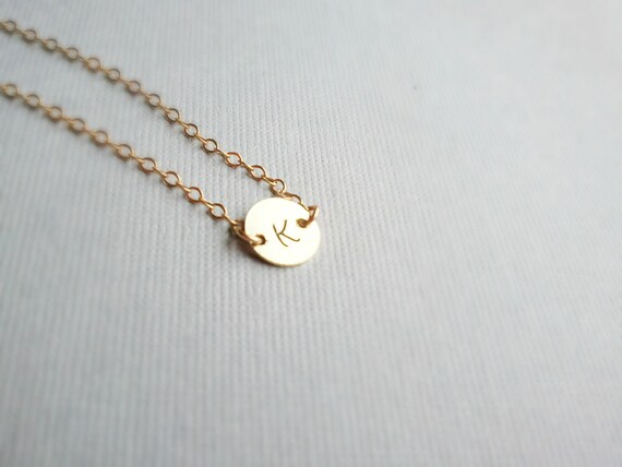 Sale Gold Initial Necklace- Hand Stamped Custom Initial-14k Gold Filled Chain