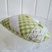 Cottage fabric heart handmade Swedish valentine padded lace green white