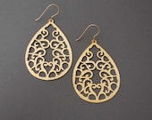 Gold Filagree Teardrop Earrings