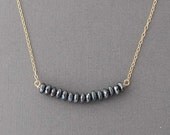 Black Hematite Beaded Necklace available in gold or silver