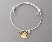 Dove, Peace Sign, Amazonite Adjustable Leather Bracelet Gold or Silver