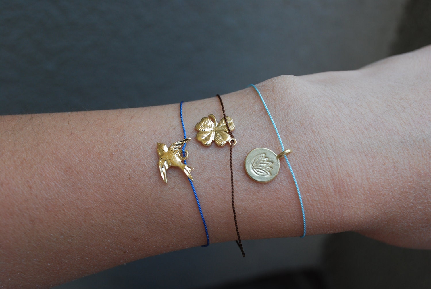Silk String Hamsa Wish Bracelet available in gold or silver