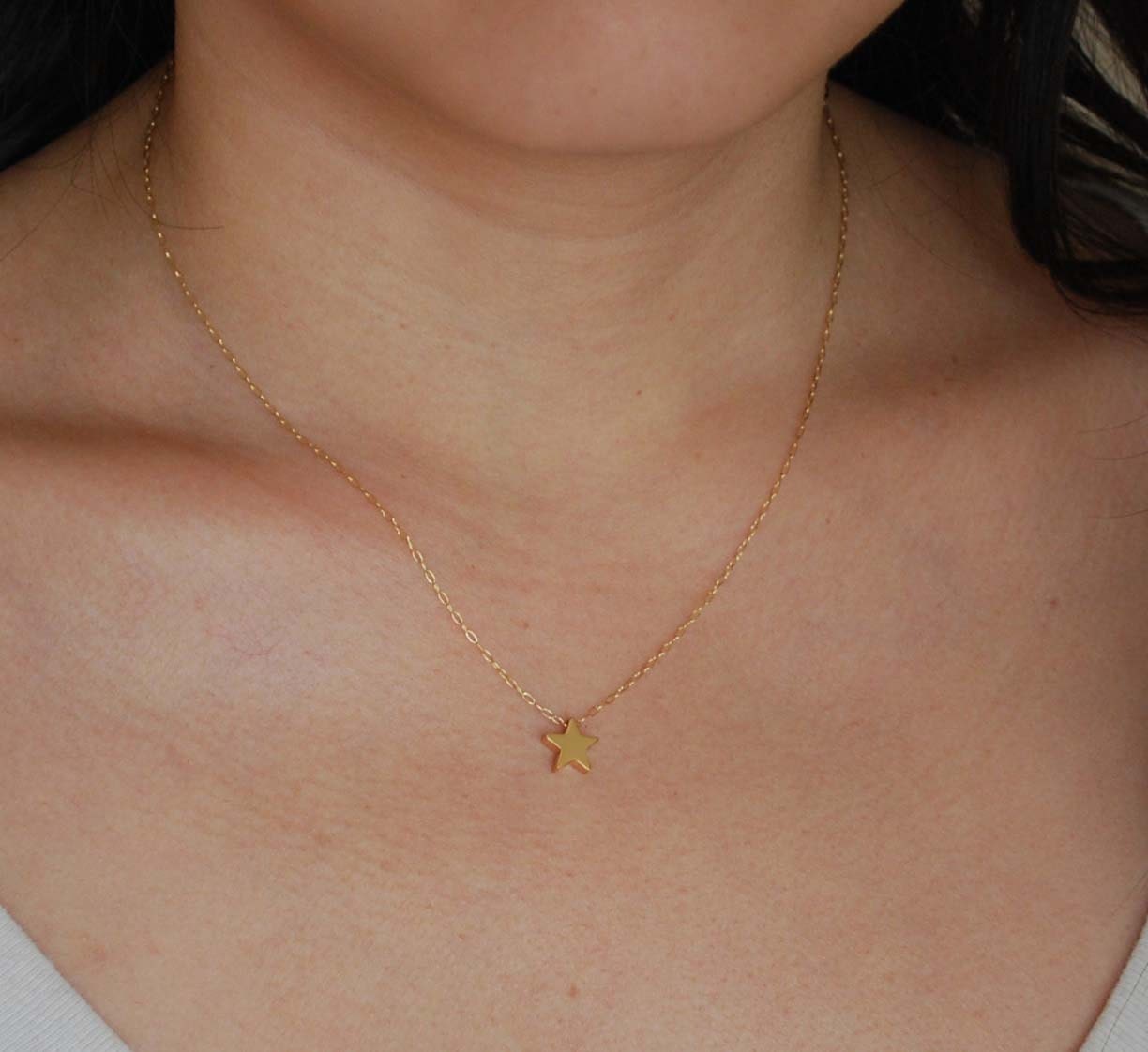 Tiny Gold Star Necklace also available in Silver