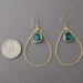 Gold Teardrop Hoop Earrings With Teal Glass Drops