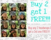 BUY 2 GET 1 FREE - Boho Chiffon Headwrap - satin head wrap - turban hair wrap head covering head scarf headband