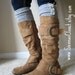 The Lacey Daisy- Platinum Grey- Cable-Knit Boot Socks w/ Lace Ruffle and Bow Detail