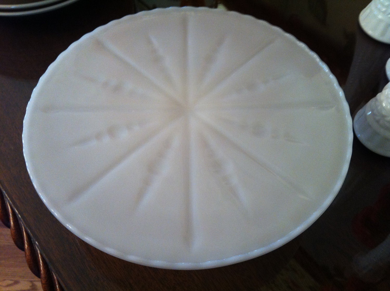 Milk Glass Cake Stand Plate by Anchor Hocking Vintage c 1950 - 60s